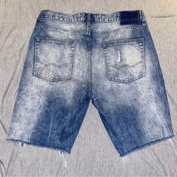 American eagle outfitters aeo patch work distressed light  wash jorts sz 33 - Picture 2 of 3